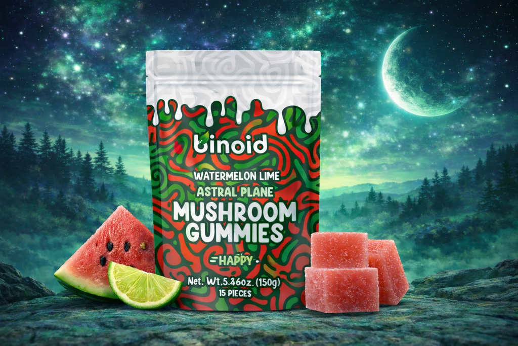 Binoid Mushroom Gummies – Watermelon Lime (Astral Plane | Happy) 15 Count