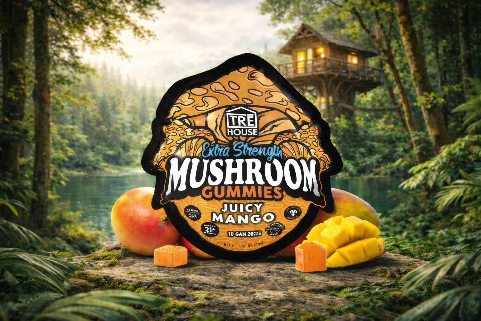 TRE House Extra Strength Mushroom Gummies – Juicy Mango (10 Count)