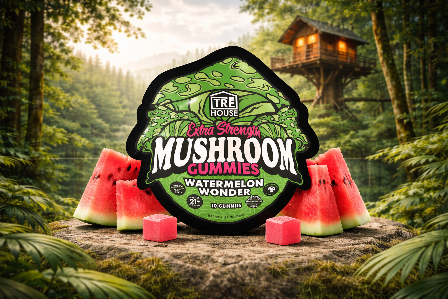 TRE House Extra Strength Mushroom Gummies – Watermelon Wonder (10 Count)