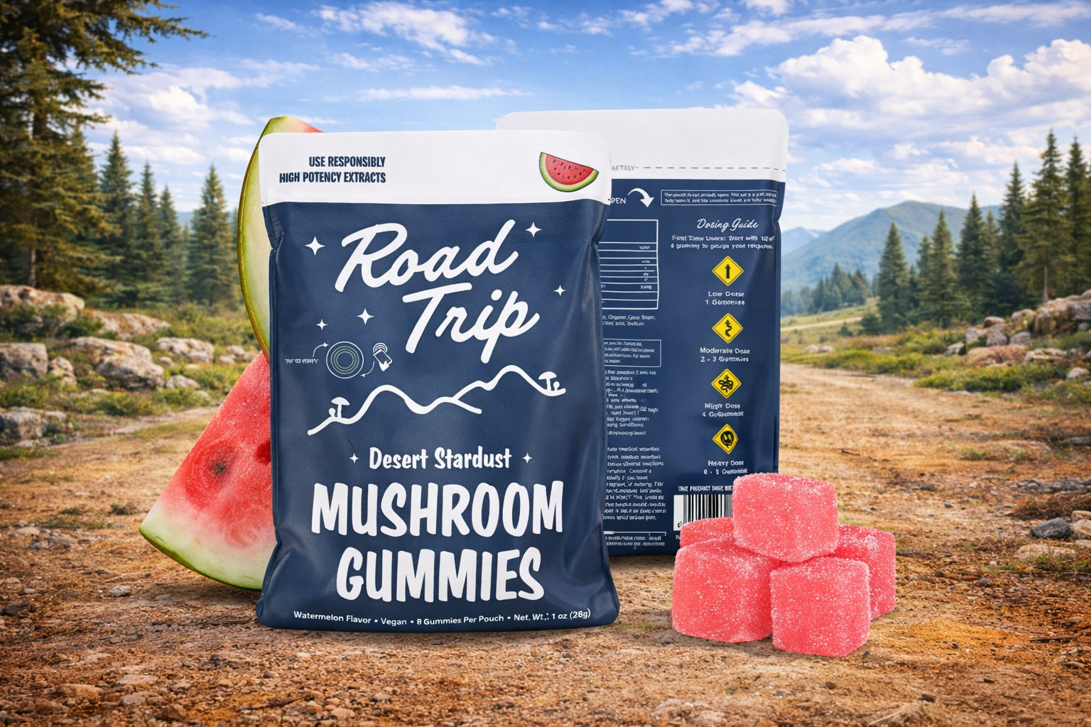 Road Trip Mushroom Gummies (8-Pack) - Watermelon
