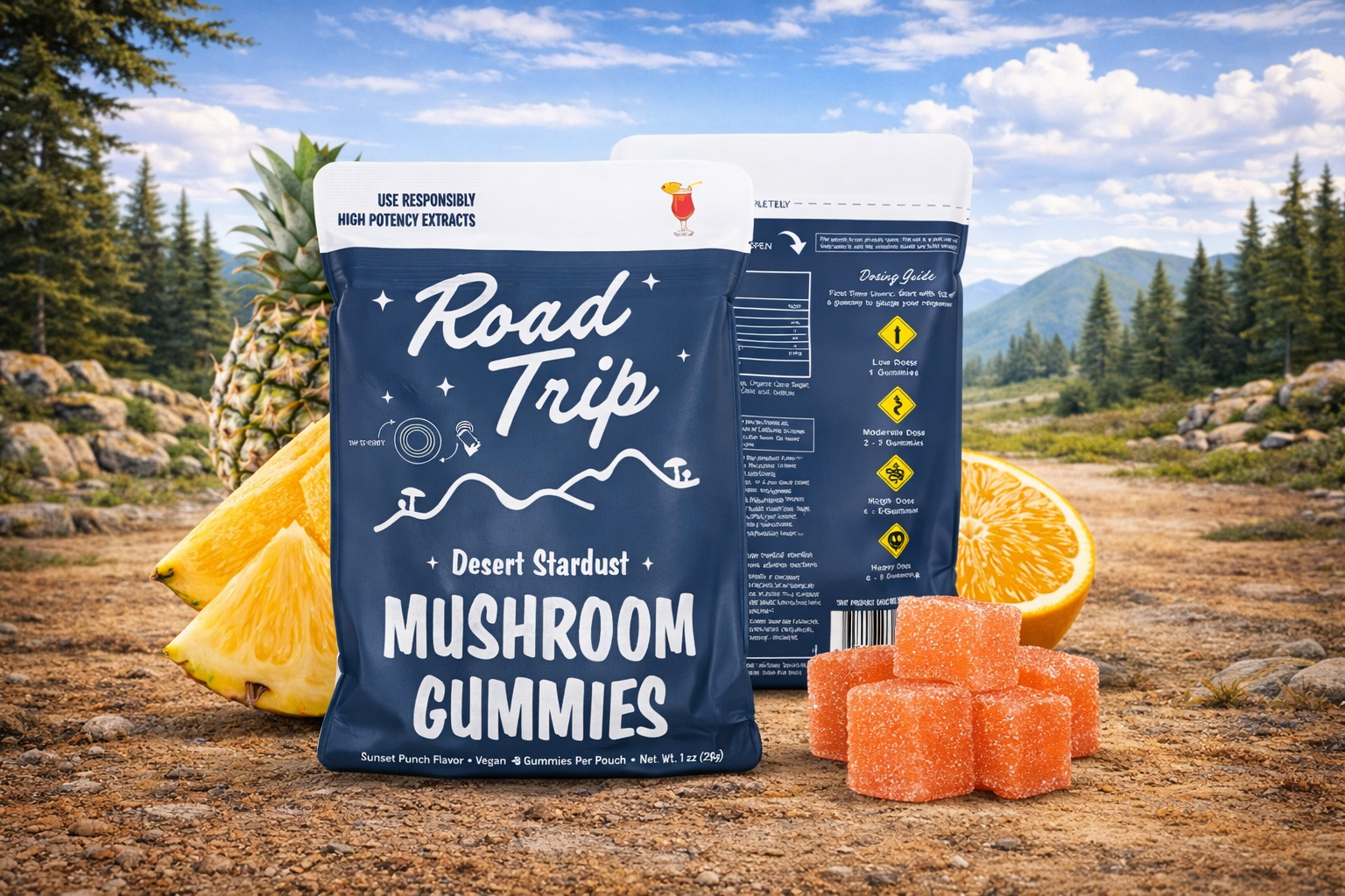 Road Trip Mushroom Gummies (8-Pack) - Sunset Punch
