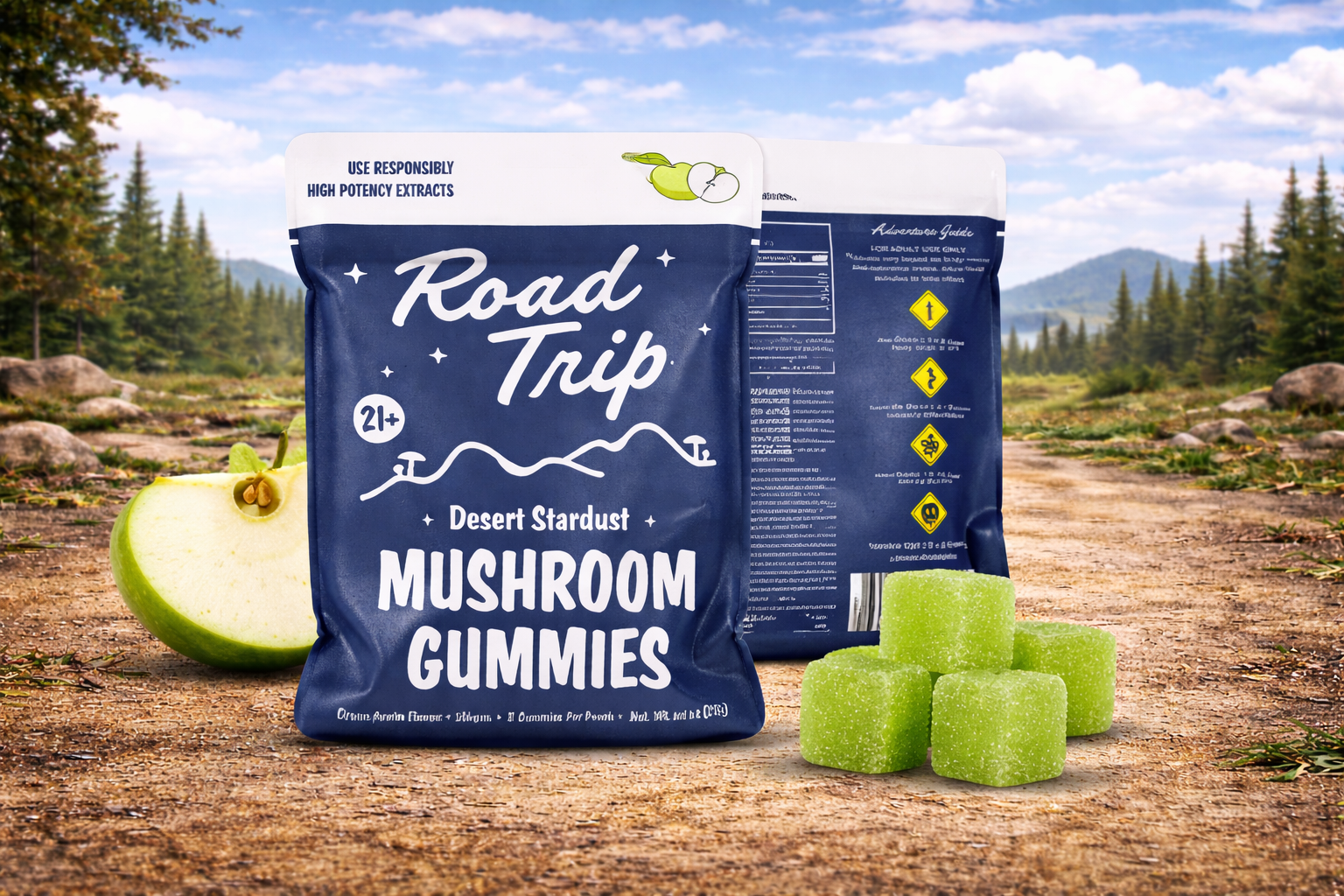 Road Trip Mushroom Gummies (8-Pack) - Green Apple