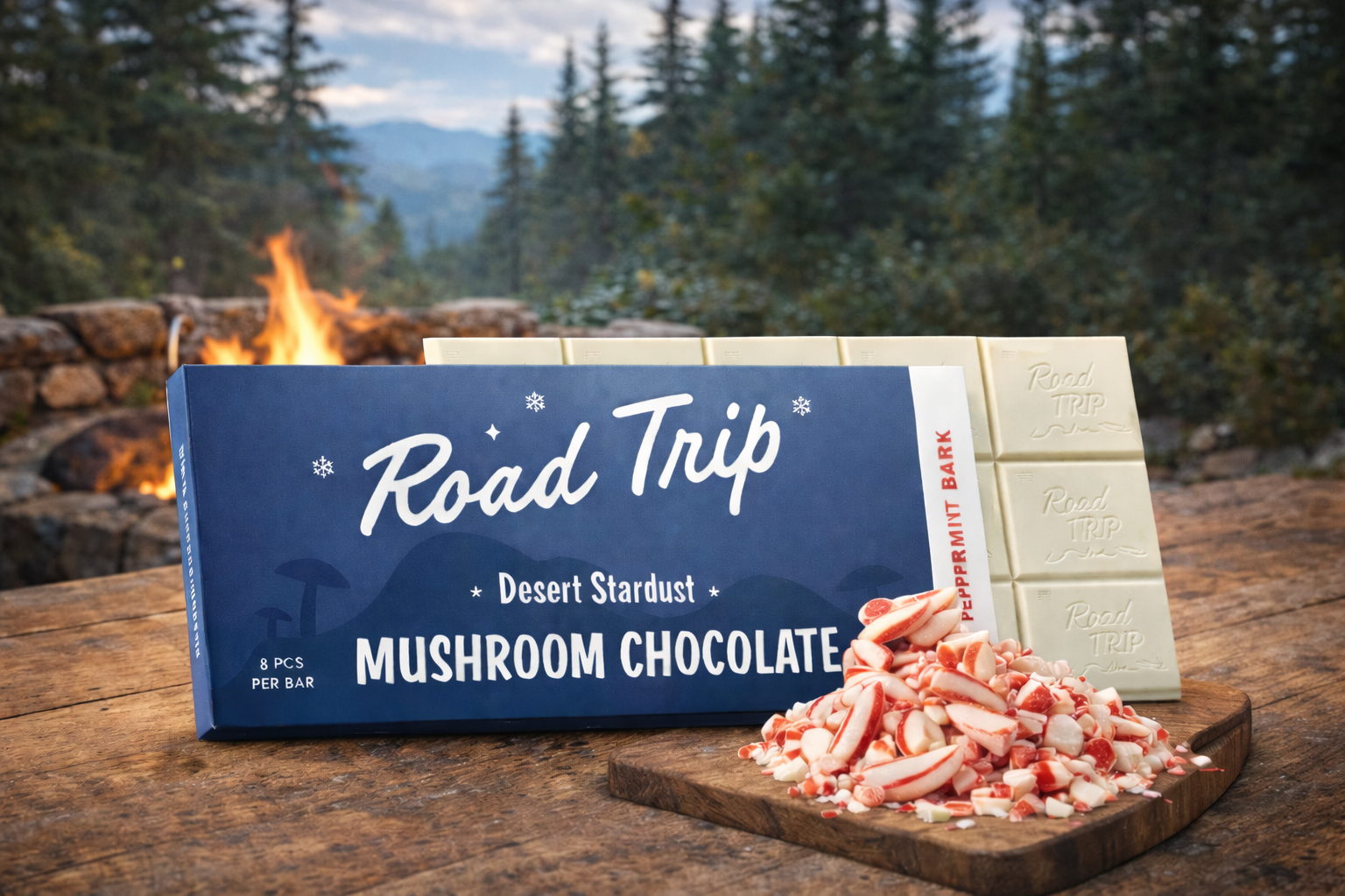 Road Trip Desert Stardust Mushroom Chocolate - Peppermint Bark