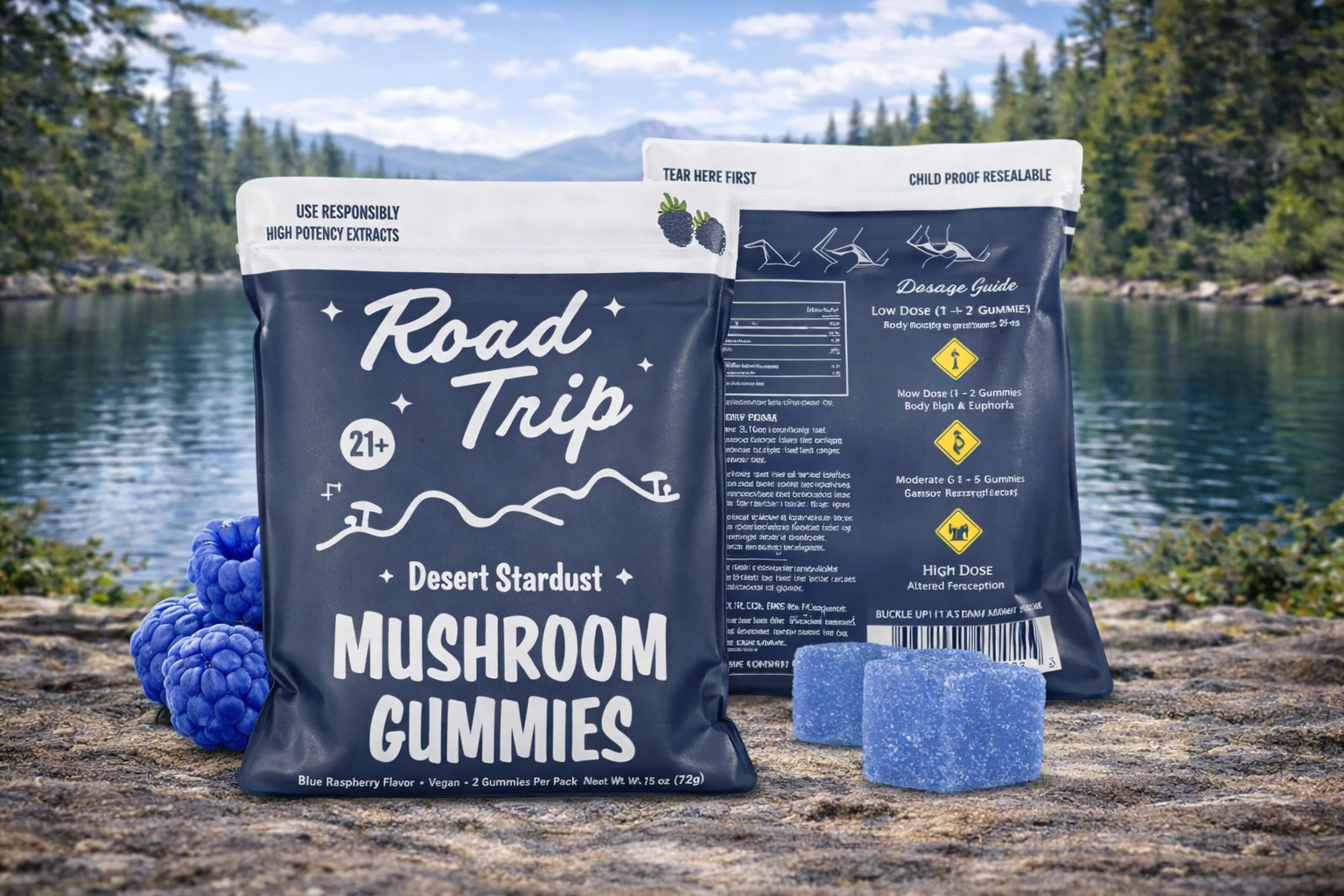 Road Trip Mushroom Gummies (2-Pack) - Blue Raspberry