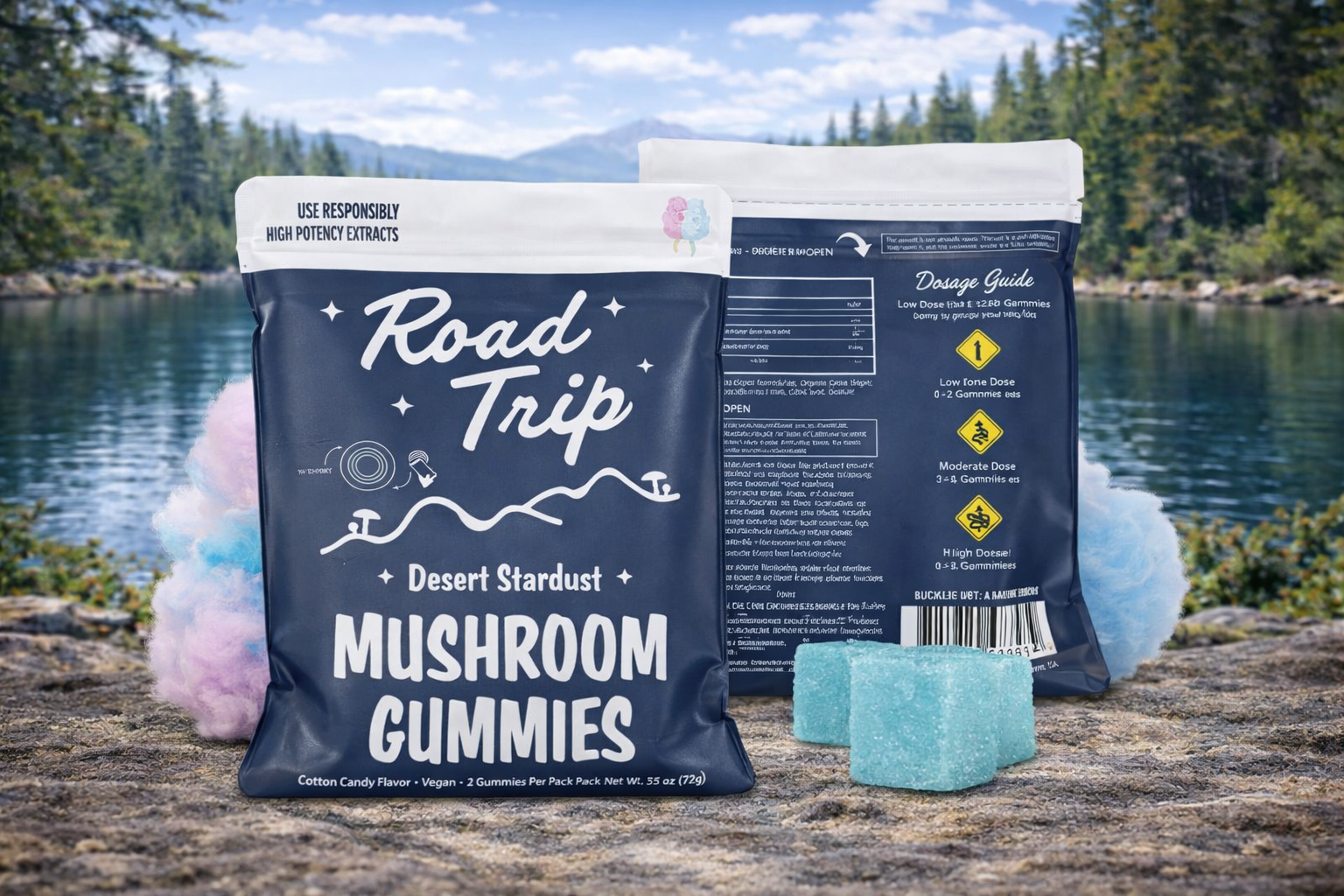 Road Trip Mushroom Gummies (2-Pack) - Cotton Candy